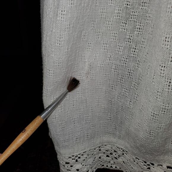 Vintage circa 1978 Bohemian Crochet Panels and Woven Cotton blend Midi Dress SzS - Picture 8 of 11